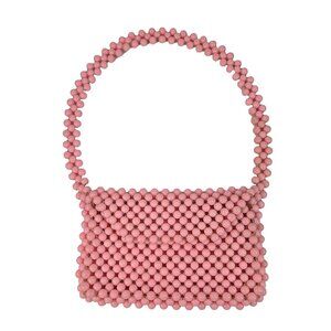 Vintage Mid-Century Bag Pink Beaded Purse Handbag Barbie Coquette MCM